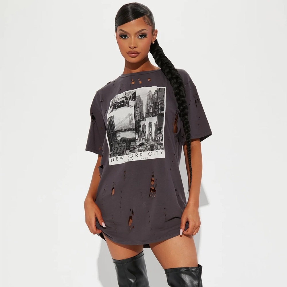 New York City Distressed T-Shirt - Charcoal